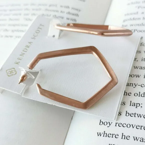 NEW Kendra Scott Lonnie Rose Gold Hoop Earrings Authentic - Picture 3 of 3